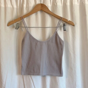 Zara Seamless Ribbed Cropped Stretchy Double Strap Tank Top